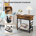 Miniatyrbillede 2 af 5: Sidebord med ladestation, smalt sofabord, 60 x 30 x 58,5 cm, brun