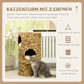 Miniatyrbillede 5 af 10: Kradsefad Kattetårn 73Cm 3-Niveaus Pude Vandhyacint Stål Lysebrun