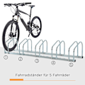 Miniatyrbillede 5 af 10: Cykelstativ, Cykelstativ, Vejrbestandigt, Holdbart, Gulv- Og Vægmontering, Stål, Op Til 5 Cykler, Sølv, 145 X 33 X 27 Cm