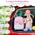 Pikkukuva 1 / 5: Matkalaukkusarja 2 kpl yksisarvinen 16'' lasten matkalaukku + 12'' reppu pinkki
