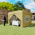 Miniatyrbillede 4 af 10: Lysthus 3x3m, vandafvisende, stabilt, vintertæt pop-up foldepavillon, UV-beskyttelse 50+, sammenfoldeligt partytelt, havetelt med 4 sidepaneler, lomme