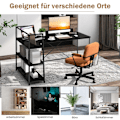 Miniatyrbillede 3 af 5: 148 cm langt L-formet computerbord med åbne hylder, pladsbesparende skrivebord til en moderne arbejdsplads, sort