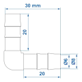 Miniatyrbillede 4 af 4: Vandslangetilslutning 90 grader 8mm pr stk