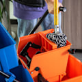 Miniatyrbillede 5 af 7: Rengøringsvogn Professionel rengøringsvogn med kæbepresse 2 spande + opbevaring Orange Blå