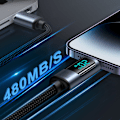 Pikkukuva 6 / 9: Kaapeli iPhonelle LED Lightning -näytöllä - USB-C 2.4A 1.2m musta