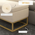 Miniatyrbillede 7 af 10: Bænk Med Opbevaringsplads, Polstret Bænk Med Foldelåg I Fløjlslook, Sengebænk Med Stålben, Beige, 110X44X49Cm