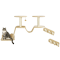 Miniatyrbild 1 av 10: Kattklätterväggsset, 3-delad kattmöbel med skrapstolpe, sittpinnar, stege, trappsteg, skrapbräda, för katter upp till 5 kg, sisal, beige