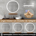 Miniatyrbillede 5 af 5: Ø60 cm rundt badeværelsesspejl med belysning & berøringsafbryder & memory funktion vægspejl