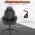 Miniatyrbillede 6 af 10: Gaming Chair Kontorstol Med Varmefunktion 6 Vibrationspunkter Ergonomisk Drejestol Massagestol Kunstlæder Sort B68 X D69 X H (108-117) Cm