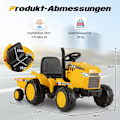 Pikkukuva 2 / 5: 2 in 1 lasten sähkötraktori perävaunulla & amp; Kaukosäädin Electric Toy Car - Keltainen