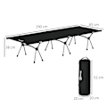Miniatyrbillede 4 af 10: Campingseng, Foldbar Feltseng I Aluminium Med Bæretaske, Højdejusterbar, Sort, 190X65X38Cm, Op Til 150 Kg