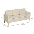Miniatyrbillede 4 af 10: 3 personers sofa, sofa med opbevaringsplads, træben, polstret sofa med fløjlslook til stue, soveværelse, 166,5 x 62 x 82 cm, cremehvid