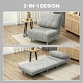 Miniatyrbillede 5 af 10: 2-i-1 sovesofa, stoleseng, justerbar klapmadras, gæsteseng i fløjlsbukslook, til soveværelse, stue, grå 82 x 89 x 83 cm Aosom