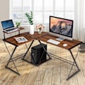 Miniatyrbillede 1 af 5: L-formet computerbord skrivebord kontorbord hjørne bord vinkel skrivebord valnød
