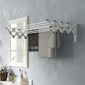 Miniatyrbild 9 av 10: Kläder Airer Wall Utdragbar Klädtork Väggmonterad med 8 aluminiumstänger, platsbesparande torkställning för inom- och utomhusbruk 86 x 61 x 22 cm, Sil