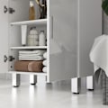 Miniatyrbillede 10 af 10: Badeværelsesskab sideskab med 2 højglans hvide skuffer, låge, badeværelsesskab med justerbar hylde, opbevaringsskab til stue 60 x 30 x 93 cm |