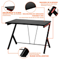 Miniatyrbillede 3 af 5: 116 cm gaming skrivebord med ergonomisk design 116 x 75 x 77 cm sort