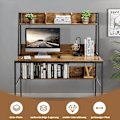 Miniatyrbillede 1 af 5: Computer skrivebord med hylde & bogreol & justerbare fodpuder Skrivebord Arbejdsbord kaffe