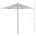 Pikkukuva 4 / 10: Päivävarjo, puutarhasateenvarjo, 3-kerroksinen, aurinkosuoja, bambu 180/㎡ polyesteri, valkoinen, Ø2,5 x 2,3 m