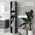 Miniatyrbillede 5 af 10: Smalt badeværelsesskab, højt toiletskab med justerbar hylde og 2 åbne rum, badeværelsesskab til små rum badeværelse, stue 30 x 30 x 183 cm grå |