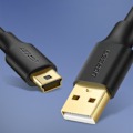 Miniatyrbillede 3 af 9: Kabel 5-pin guldbelagt USB - mini USB kabel 0,25m sort