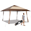 Pikkukuva 1 / 5: 4m x 4m Patio Gazebo Canopy Teltta pyörillä beige