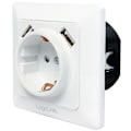 Miniatyrbild 2 av 7: Vägguttag 230V med 2xUSB 2,1A