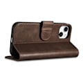 Miniatyrbillede 7 af 9: 2-i-1 læder Flip Cover iPhone 14 Anti-RFID olievoks pung etui mørkebrun