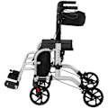 Miniatyrbillede 6 af 9: 2-i-1 rehabiliteringsrollator med kørestolsfunktion, foldbar med taske op til 136 kg