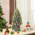 Miniatyrbild 3 av 10: Konstgjord Julgransbord Julgran 170 Grenar Snötäckt Design Med Plastbas Bär Kottar Pe Pvc Ø27 X 47 Cm