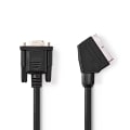 Pikkukuva 1 / 3: SCART-kaapeli | SCART Uros | VGA Naaras | Niklattu | 480p | 2.00 m | Pyöreä | PVC | Musta | Label