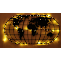 Miniatyrbillede 2 af 4: Dekorativt metalvægtilbehør Verdenskort Globe Led - Sort