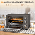 Pikkukuva 5 / 10: Miniuuni 21L 1400W 60 min Ajastin, pieni uuni 100°C-230°C säädettävällä lämpötilalla, miniuuni uunipellillä, ritilä, pöytäuuni ruostumatonta terästä,
