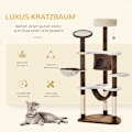 Miniatyrbild 5 av 10: Skrapstolpe Xxl Med Cat Cave & Hammock Multi-Level Cat Tree Multi-Activity Center, Plysch, Brun, 213X91X122Cm