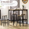 Miniatyrbild 5 av 10: Barbord Med Barstolsset, 5 St. Barbordsset, Köksbord Med 4 Barstolar, Matgrupp I Industridesign, Metall, Rustikt Brunt