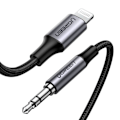 Miniatyrbillede 1 af 8: AUX lydkabel til iPhone MFI Lightning - 3,5 mm mini jack 1m grå