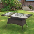 Miniatyrbillede 3 af 10: Spisebord Havebord Glasbord Polyrattan + Sikkerhedsglas Brun + Sort 150X85X74Cm