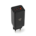 Miniatyrbild 1 av 6: Väggladdare | 65 W | GaN | Snabbladdnings funktion | 3.0 / 3.25 A A | Antal utgångar: 3 | USB-A / 2x USB-C™ | Automatiskt val av Spänning