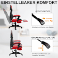 Miniatyrbillede 8 af 10: Gaming Stol Skrivebordsstol Ergonomisk Kontorstol Med Fodstøtte Højdejusterbar Polyester Sort + Rød 58 X 72 X 112-122 Cm