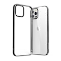 Miniatyrbillede 1 af 9: NBS ultra tyndt gennemsigtigt etui med metallisk ramme til iPhone Pro Max 12 sort