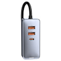 Miniatyrbild 3 av 9: Billaddare splitter 3x USB + USB-C 120W PPS QC PD grå