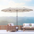 Pikkukuva 3 / 10: Parasol Garden Sateenvarjo Market Sateenvarjo Kaksinkertainen Päivänvarjo Patio Sateenvarjo Käsikammalla Beige Ovaali 455 X 270 X 240 Cm