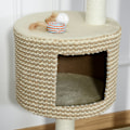 Miniatyrbillede 9 af 10: Kattetræ-Skrabestolpe Med Udsigtsplatforme, Beige Og Kaffe, Spånplader, Plys, Jute, 61X41X96Cm