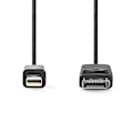 Miniatyrbild 2 av 3: Mini Displayport-kabel | DisplayPort 1.2 | Mini DisplayPort Hane | DisplayPort Hane | 21.6 Gbps | Nickelplaterad | 2.00 m | Rund | PVC | Svart | Label