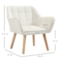 Miniatyrbillede 4 af 10: Enkeltlænestol, afslapningslænestol, lænestol med fløjlslook, hævede ben, polstret lænestol til stue, soveværelse, 64 x 62 x 72,5 cm, creme