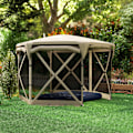 Miniatyrbillede 9 af 10: Sekskantet pavillon ca. 3,5x3m pop-up foldepavillon med aftageligt tag UV 30+ foldbart vandtæt partytelt havetelt med 5 sidepaneler havepavillon til c