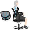 Miniatyrbillede 3 af 7: Ergonomisk justerbar kontorstol med fodstøtte, sort mesh