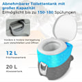 Pikkukuva 4 / 5: 20 litran kannettava wc irrotettavalla jätesäiliöllä ja vuotamattomalla istuimella ja huuhtelupumpulla harmaa