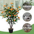 Miniatyrbillede 4 af 5: Kunstig Camellia Tree Falsk Blomstrende Camellia Plante Grøn + Gul