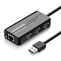 Miniatyrbild 1 av 9: HUB Nätverksadapter USB-A - RJ45 10/100 Mbps / 3x USB 3.0 svart